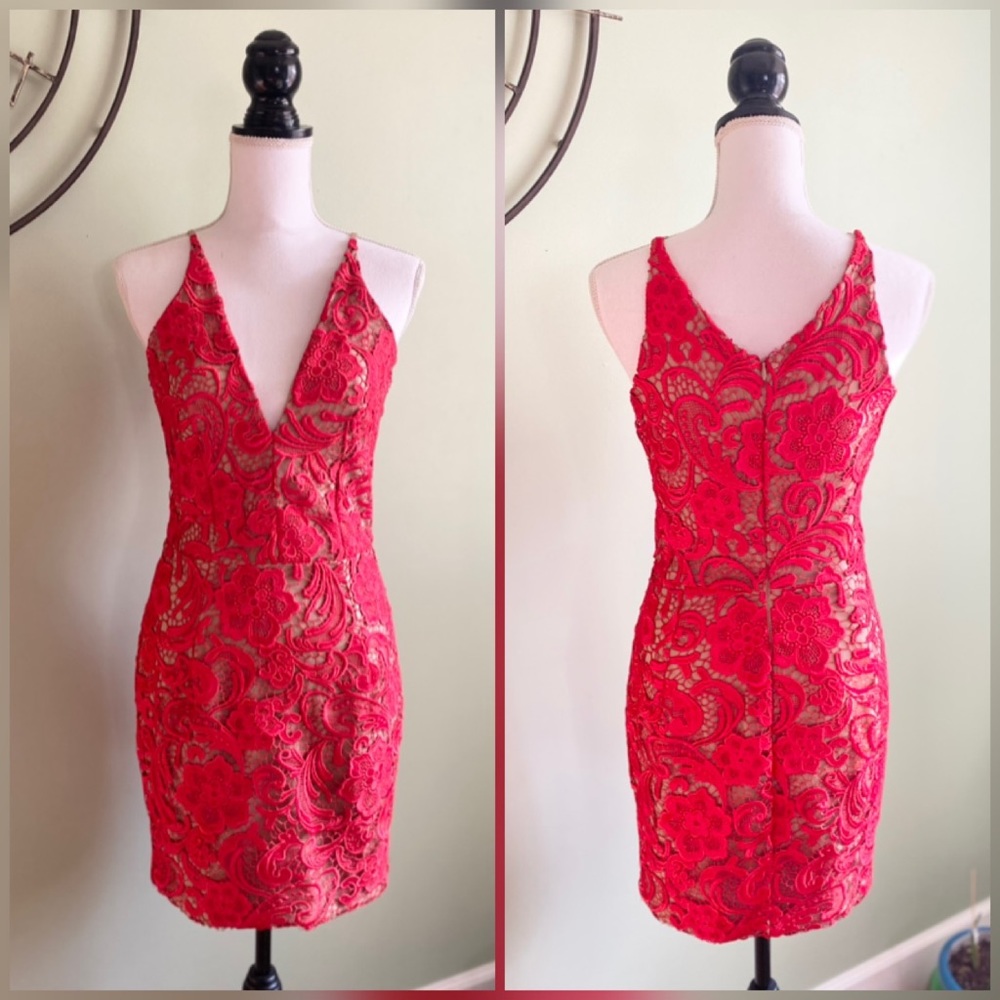 Dress The Population Red Lace Dress